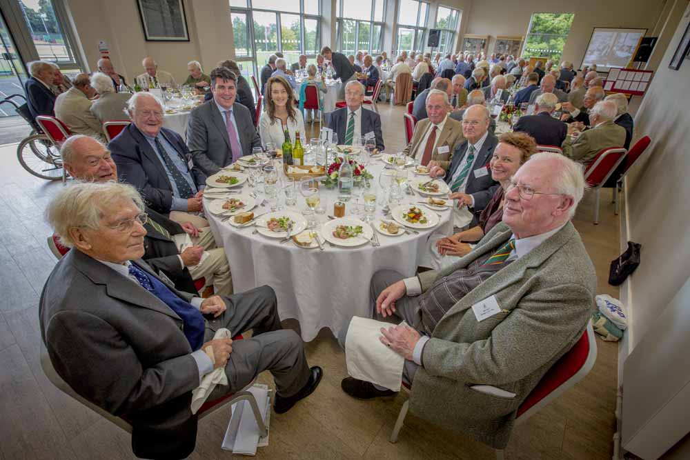 Pre-1960s Reunion: Headmaster Peter Clague, Mike Hales, David Hallchurch, David Harrison, Tony Hilton, Sarndra Leversha-Clague, Harry Orme, Nigel Short, David Stembridge, Nikki Thorpe
