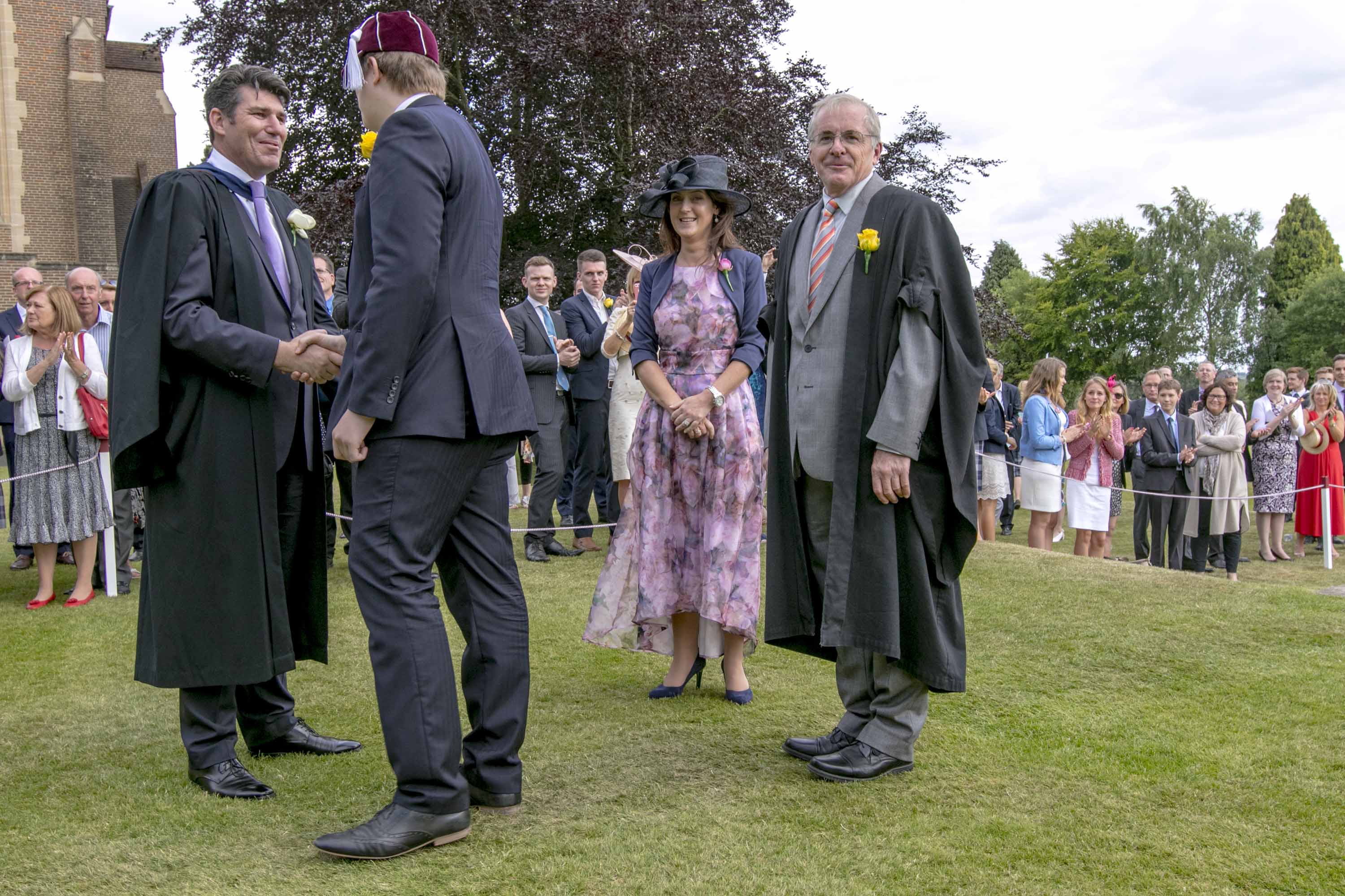 Mr Bowen with the Headmaster, Mr Clague during Call Over