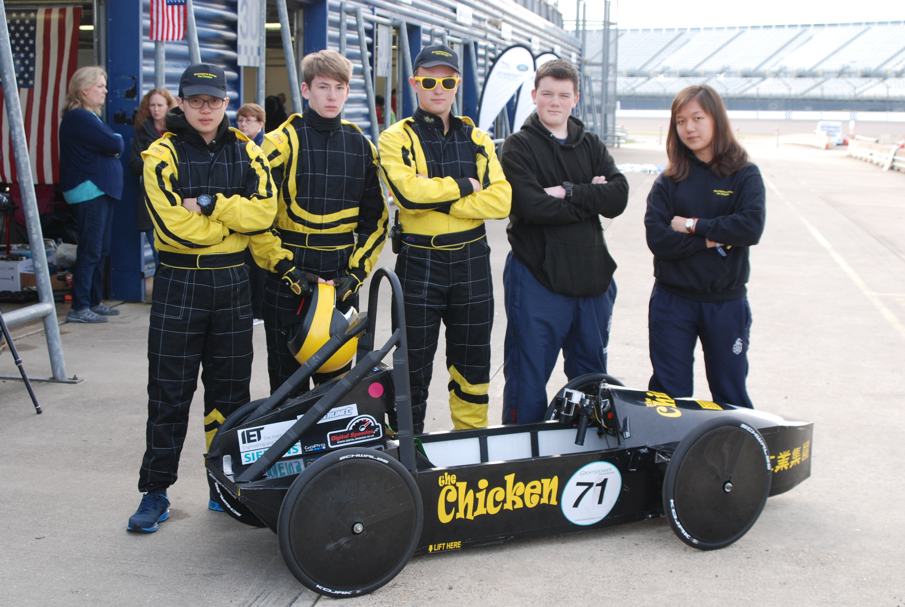 'The Chicken' Electric Car team competing at the Rockingham Finals, 10th-11th October 2015