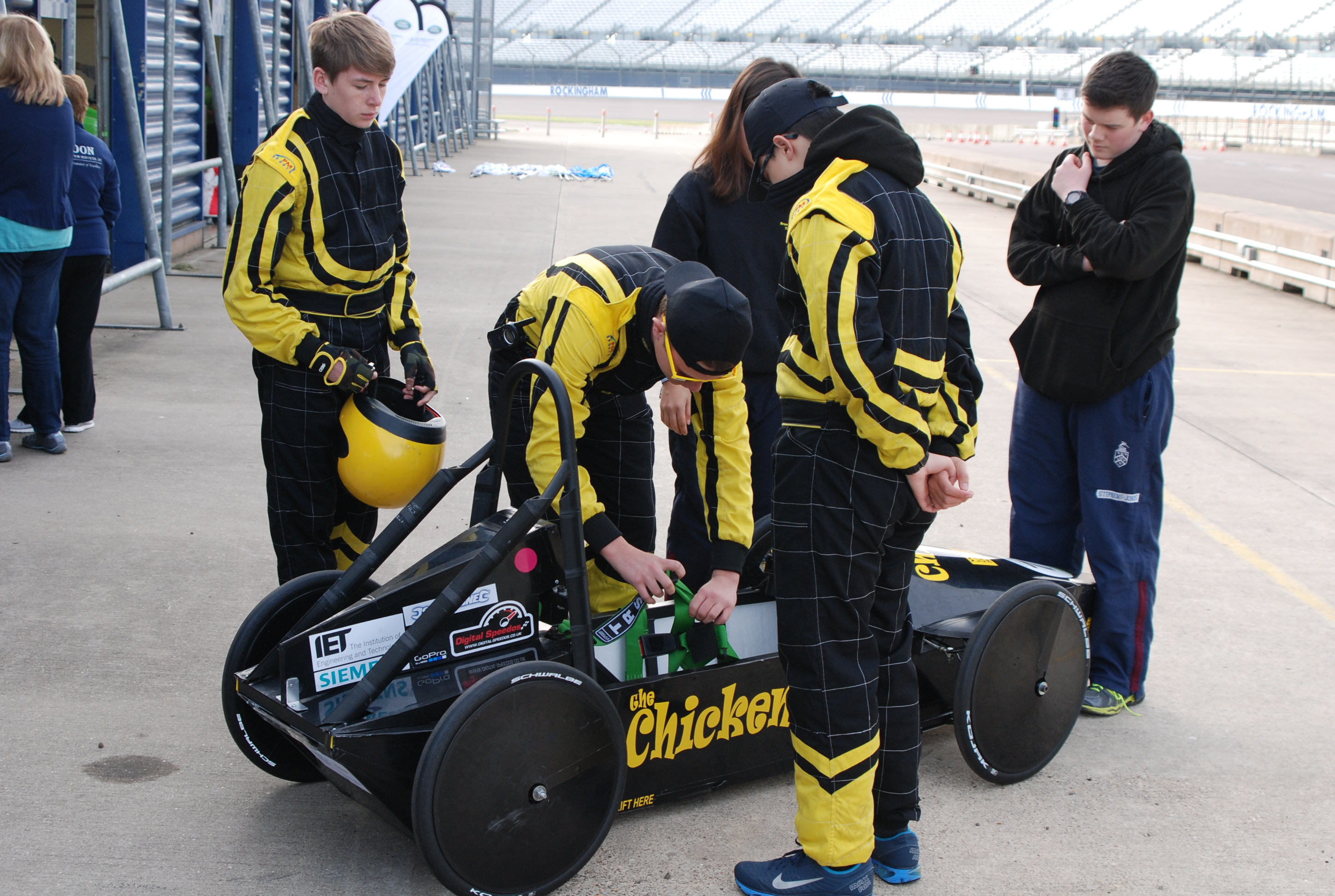 'The Chicken' Electric Car team competing at the Rockingham Finals, 10th-11th October 2015