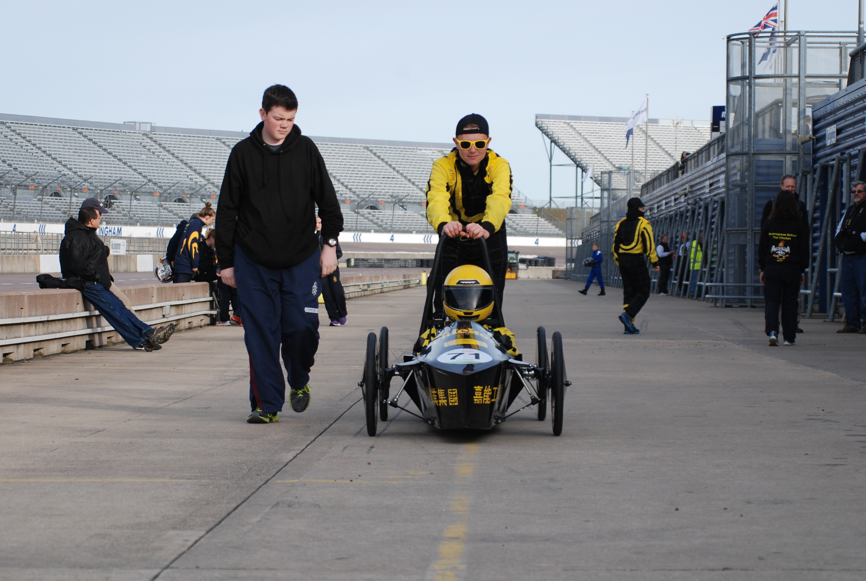 'The Chicken' Electric Car team competing at the Rockingham Finals, 10th-11th October 2015