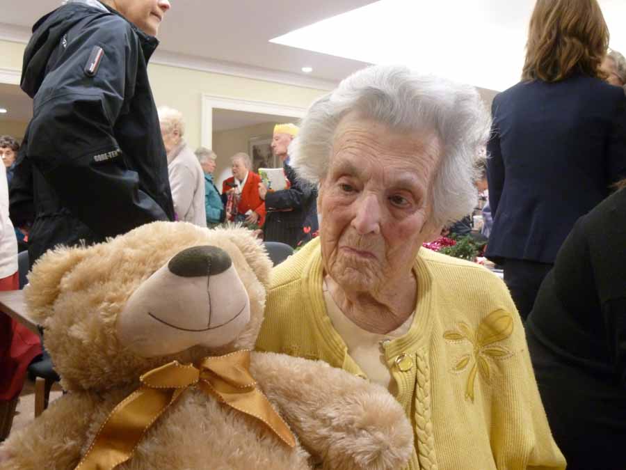 Margaret, the winner of Bingo - Tea and Carols 2014 (Bromsgrove Service)