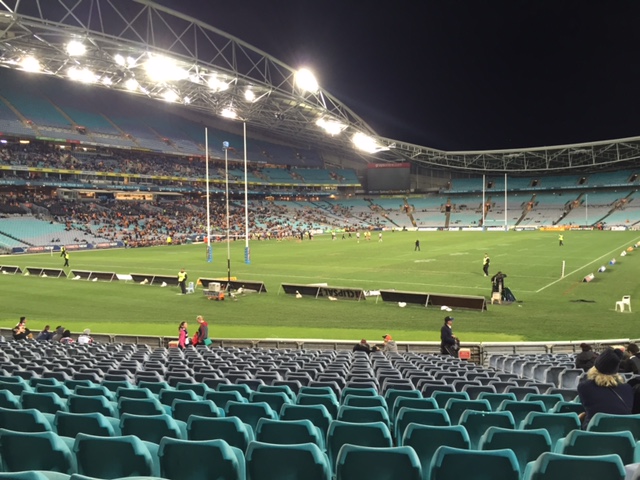 Watching the NRL game at the ANZ stadium - home of the Sydney Olympics